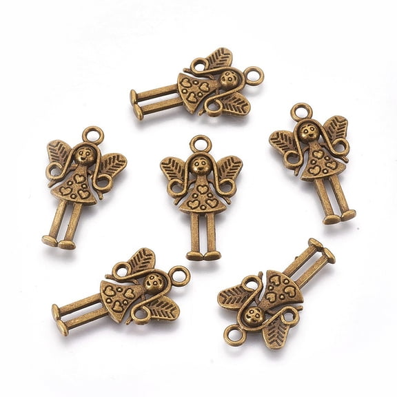 50 Pcs Tibetan Style Alloy Fairy Pendants Bronze Pendant Accessory Fairy Pendant Jewel for Women Jewelry DIY Necklace Bracelet Craft Making 25x15x2mm
