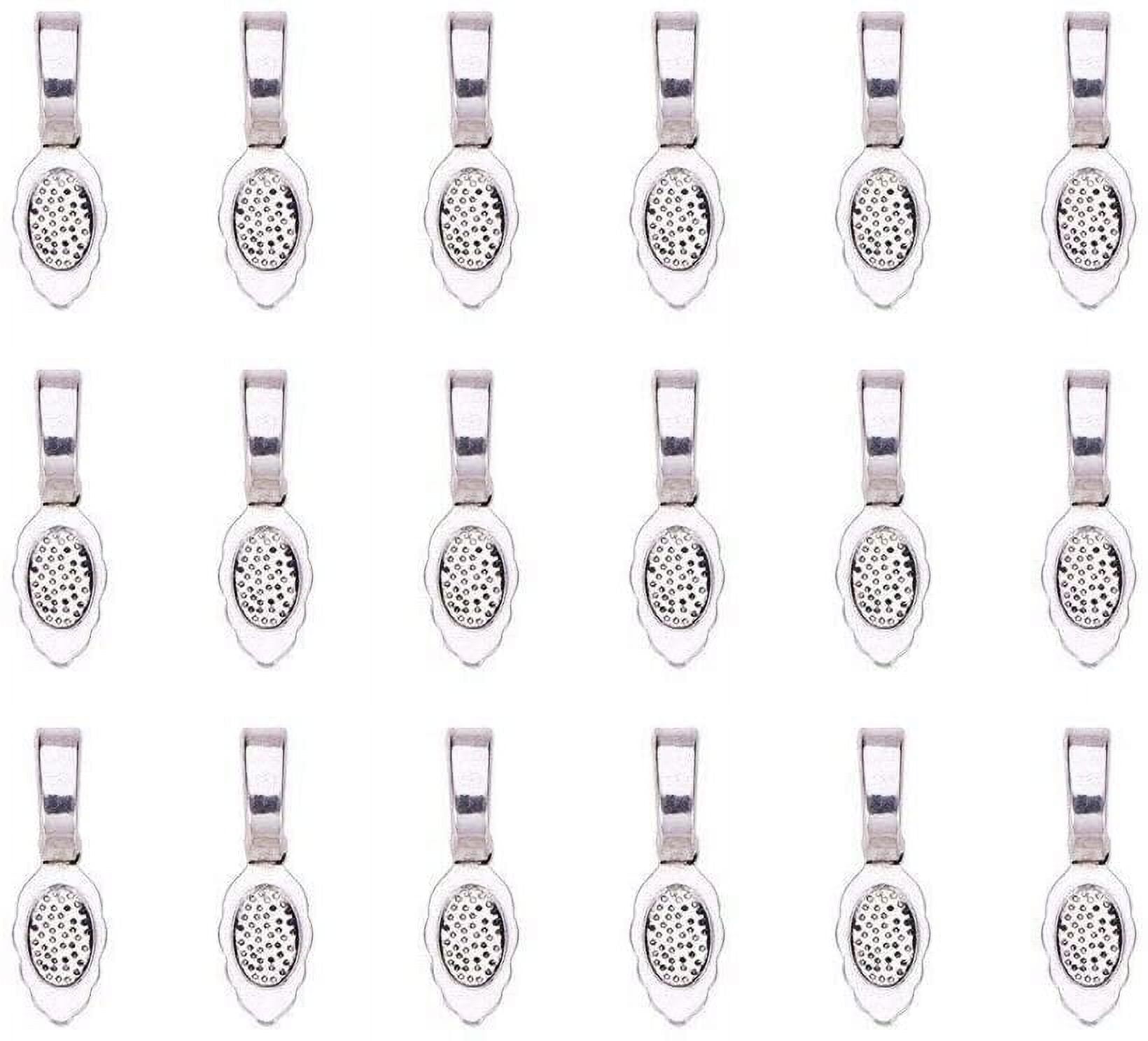 50 Pcs Tibetan Style Alloy Glue on Flat Pad Bails Leaf Shape Pendants Charms Connector Hanger for Jewelry Making Antique Silver