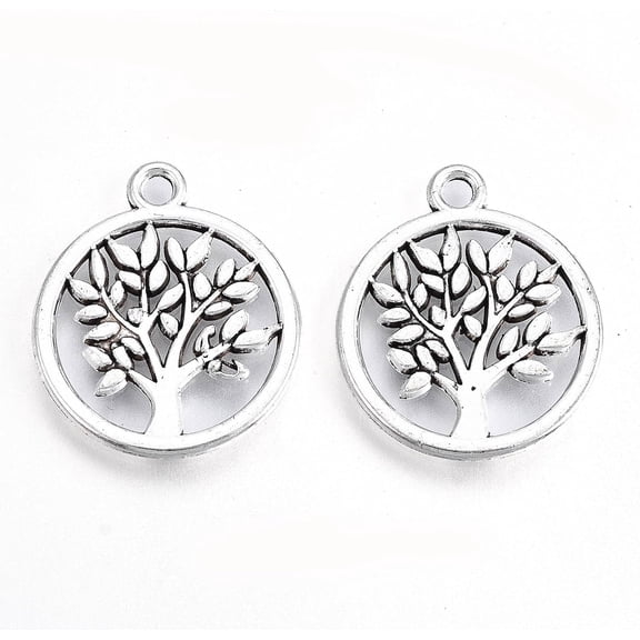 50 Pcs Tree Charms Pendant Tibetan Style Alloy Pendants Jewelry Making Charms Metal Charms Pendant Pendant Ornament for Women DIY Necklace Bracelet Earring Jewelry Craft Making