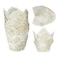 thumbnail image 1 of Uxcell 3.1 inch Tulip Baking Cups Cupcake Muffins Liners Paper Disposable Wrappers for Weddings 50 Pcs White Gold, 1 of 5