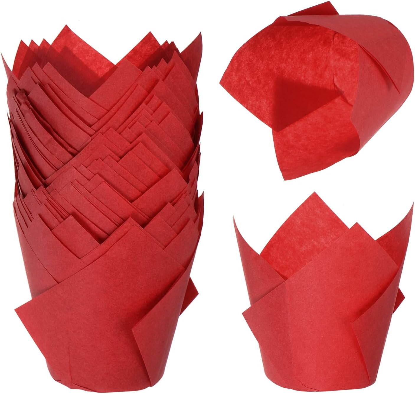 50 Pcs Tulip Cupcake Muffins Liners Paper Greaseproof Wrappers for ...