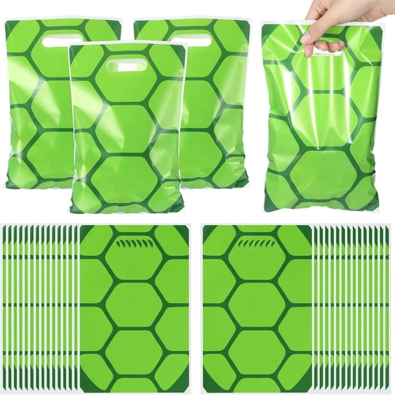 50 Pcs Turtle Goodie Bags Green Party Favors Bags Turtle Bag Gift for Theme Party Decorations Goodie Supplies