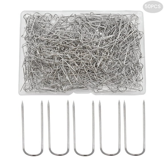 50 Pcs U Shaped Fork Pins for Sewing, 0.9in Double Blocking Pins for Jewelry Display Craft DIY Multipurpose Straight Pins for Fabric Quilting Crafts Making Home Decor Needlecrafts Pin U Pin Needle