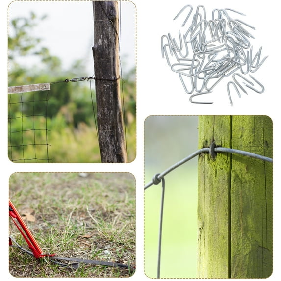 50 Pcs U-Shaped Nails Garden Staples Netting Staple U Nails Fencing Staples for Wood Stakes Poultry Pen Mesh Iron Wood Pile