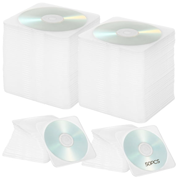 50 Pcs Ultra Slim CD Cases, Transparent DVD Cases 5.1 x 4.9 x 0.16 in, Soft Plastic CD Jewel Cases with Inner Teeth, Space-Saving CD DVD Case for Safe Storage
