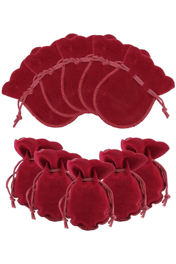 50 Pcs Velvet Bags 3.542.75" Calabash Shape Drawstring Jewelry Pouches Small Candy Gift Bags for Spring Festival Valentine's Day Mother's Day Wedding Birthday Party Favors Dark Red