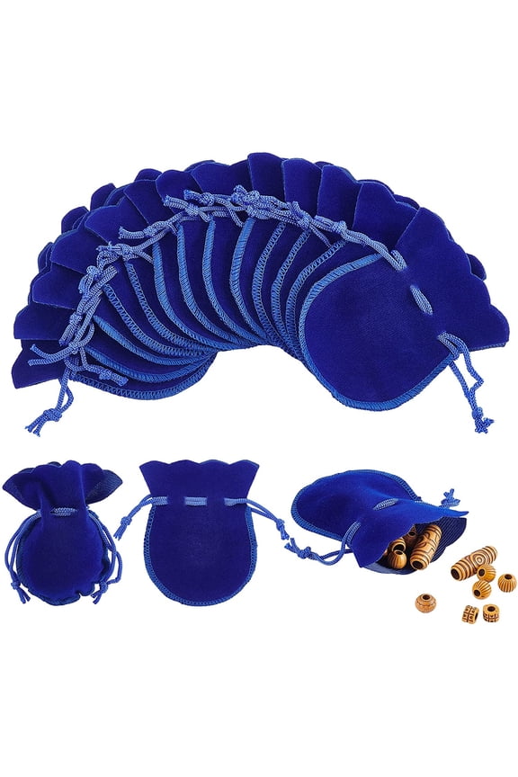 50 Pcs Velvet Drawstring Bags 3.542.75" Calabash Shape Drawstring Jewelry Pouches Candy Gift Packaging Bags for DIY Christmas Wedding Birthday Party Favors Medium Blue