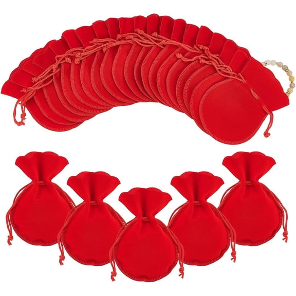 50 Pcs Velvet Drawstring Bags 4.72x3.54 Inch Gourd Pouches Candy Gift Bags Jewelry Storage Bags Christmas Wedding Party Gift Packing Bags for Jewelry Party Favors Red Red