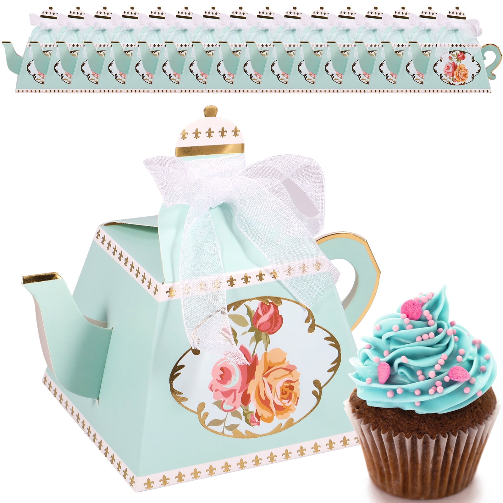 50 Pcs Vintage Floral Teapot Box Flower Tea Party Gift Boxes Teapot