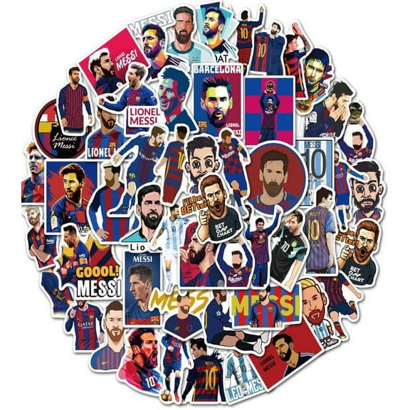 50 Pcs Vinyl Sticker Sports Theme Waterproof Stickers Bomb for Wall, Computer, Laptop, Skateboard, Water Bottle, Mug, Kids Scrapbook Gift for Bithday, Christmas, Thanksgiving (Messi)
