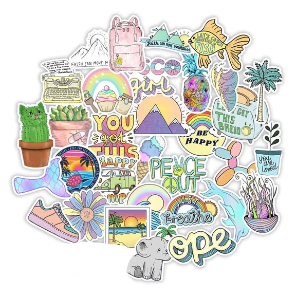 50 Pcs Water Bottle Stickers, Vinyl Waterproof Aesthetic Stickers, Laptop Phone Skateboard Stickers For Teens Adults