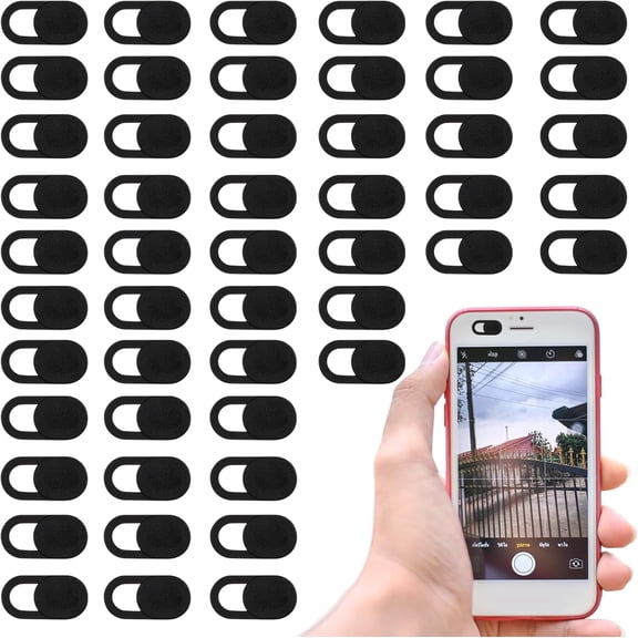 50 Pcs Webcam Cover Slide, 0.023 Inch Ultra-Thin Universal Laptop Camera Slide for Laptop, Computer(Black) Black
