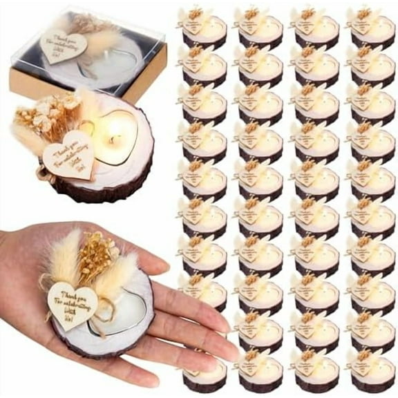 50 Pcs Wedding Favor Candle Holders, Rustic Wooden Wedding Bridal Shower Party Souvenirs Favors Candle Gifts for Guests$$Home Decor, Kitchen, & Other