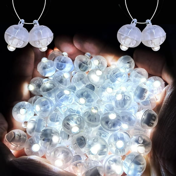 50 Pcs White Balloon Light with Loop with Loop for Hanging, Mini Ball Lights Drinks Lights Round Tiny Led Light for Paper Lanterns Balloons Birthday Party Event Wedding