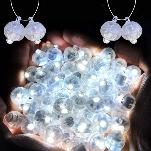 50 Pcs White Balloon Light with Loop with Loop for Hanging, Mini Ball Lights Drinks Lights Round Tiny Led Light for Paper Lanterns Balloons Birthday Party Event Wedding