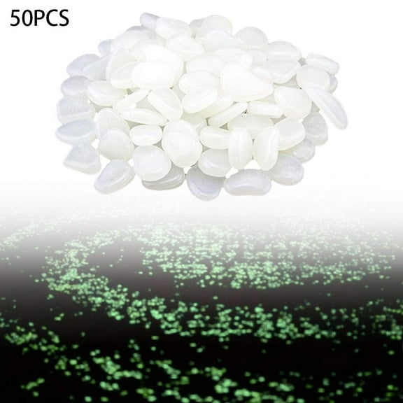 50 Pcs White Luminous Stones, Glow in The Dark Pebbles Stone Ice Rocks Table Scatter Confetti Vase Filler, Garden Walkaway Aquarium Fish Tank