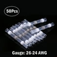 thumbnail image 1 of 50 Pcs White Solder Seal Sleeve Heat Shrink Butt Wire Connectors Gauge 26-24 AWG, 1 of 6
