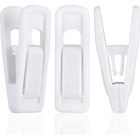50 Pcs White Velvet Strong Flocked Clothes Hanger Clips Daily Home Slim ...