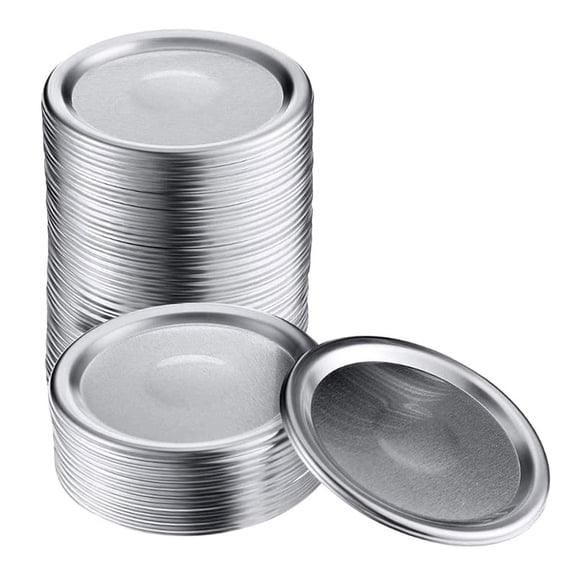 50 Pcs Wide Mouth 86MM Jar Lids,Reusable Silverwith Seals Rings
