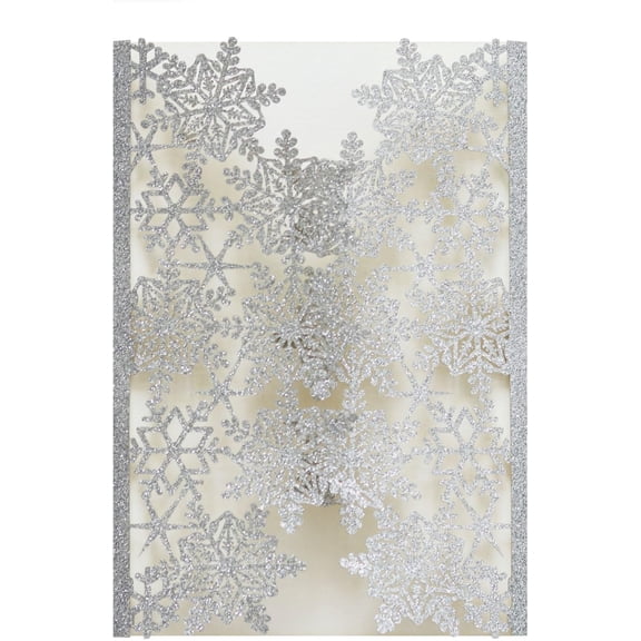 50 Piece Winter glitter silver snowflake invitation cards for wedding, birthday, Christmas party