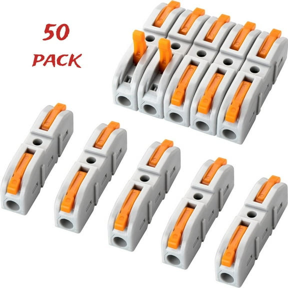 50 Pcs Wire Connector, 1 Conductor Compact Splicing Wire Connectors, 24-12 AWG