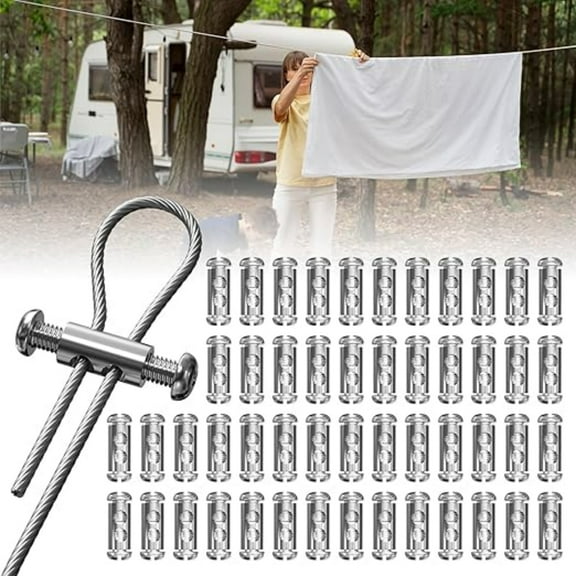 CCF 50pcs Reusable Wire Rope Cable Clamp, M4 Double Hole with Screw for 1-2.5mm Rope