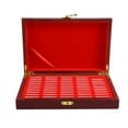 50 Pcs Wood Coin Protection Display Box Storage Case Holder Round Box