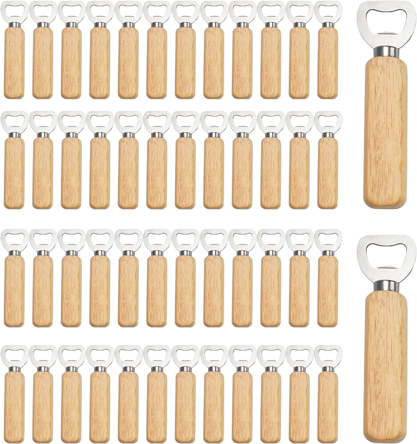 50 Pcs Wood Wine Bottle Opener Stainless Steel Bottle Openers Wood ...