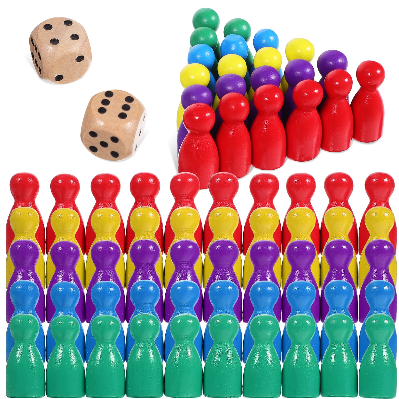 50 Pcs Wooden Chess Pieces Board Game Accessories Human Shape Chess