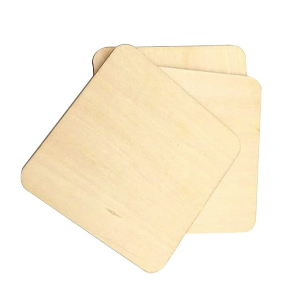 50 Pcs Wooden Cup Coaster Coasters Crafts Square Bamboo