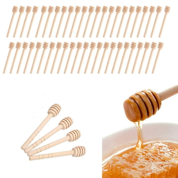 50 Pcs Wooden Honey Dipper Sticks, Dip Drizzler Bee Marmalade, Kitchen Gadgets,Stirring Stick Server for Honey Jar Dispense Drizzle Honey, 10cm