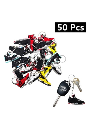 50 Pcs of 2D Sneakers Keychains Hype Beast Sneaker 2D Variety of Keychains Lot (Random Color and Design)