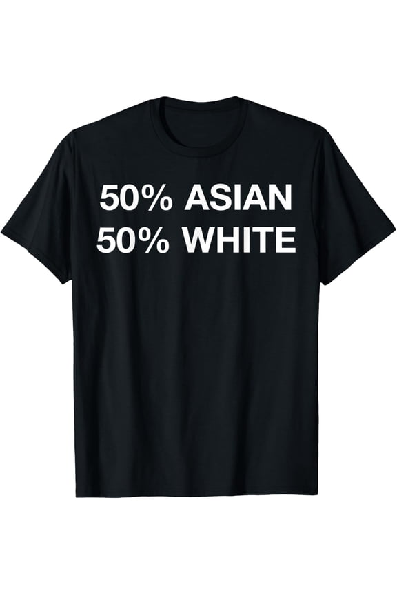 50% Percent Asian White Half Mixed Race Wasian Pride AAPI T-Shirt100% cotton short-sleeved shirt for both men and women