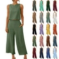thumbnail image 1 of QATAINLAV Two Piece Sets for Women Wide Leg Cropped Pants and Casual Tank Tops Summer Linen Lounge Set Beach Vacation Clothes White XXL, 1 of 9