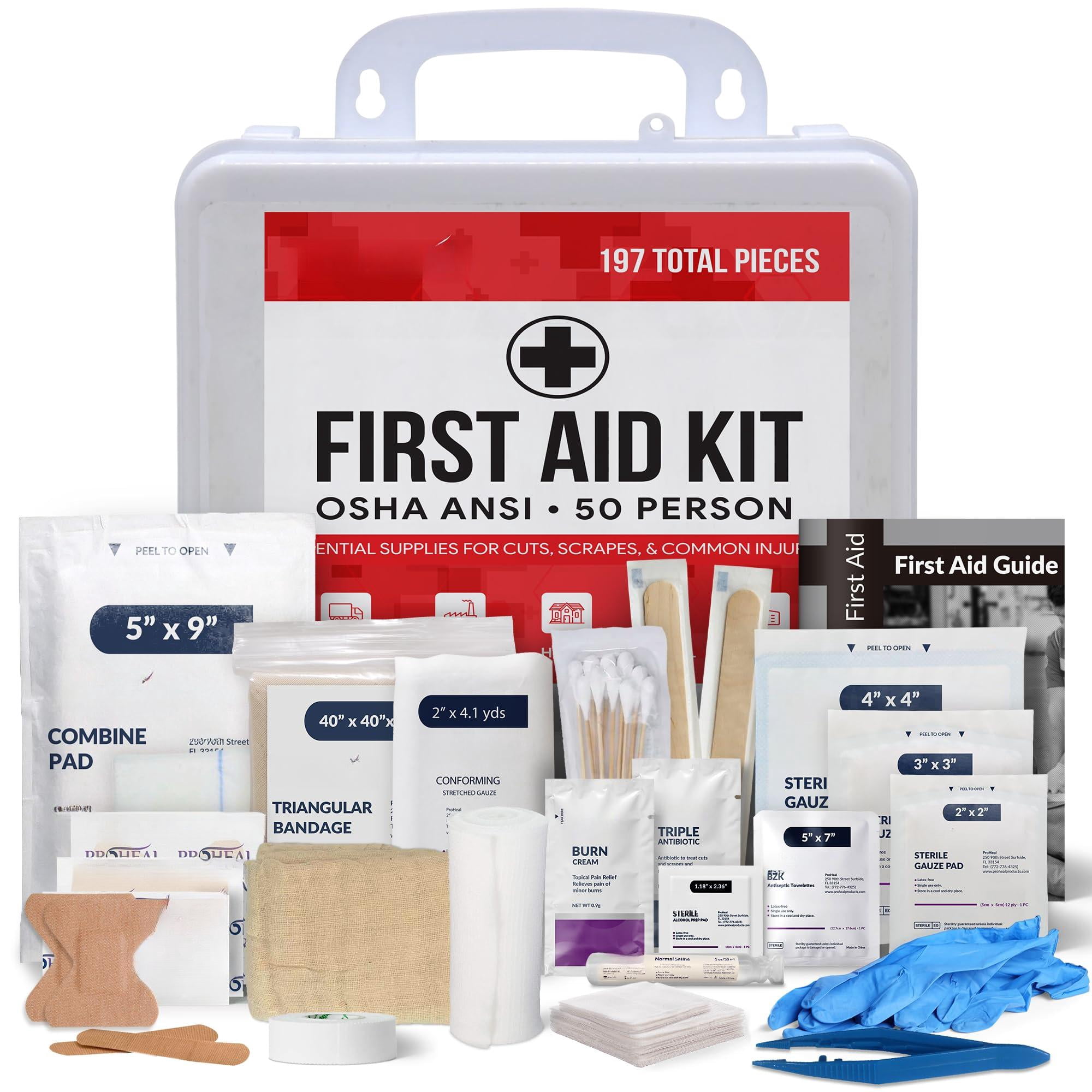 50 Person Osha Compliant First Aid Kit For Businesses  Construction Site - Type Iii Ansi Class A Emergency 197 Piece Supplies