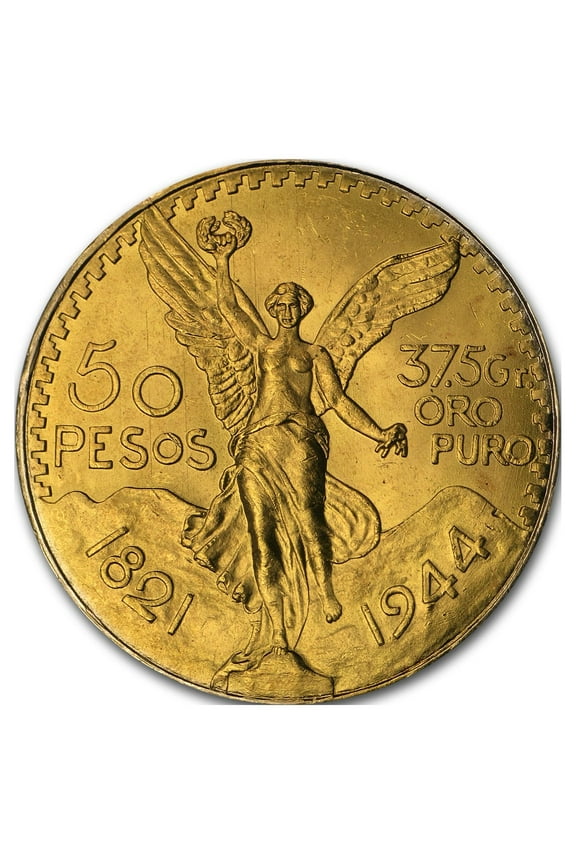 50 Pesos BU 1944 Mexican Gold Coin, 1.2057 oz