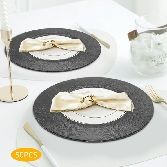 50-Piece Dining Plate Set – PP Material, Spraying Paint Finish, 12.99" Round – Elegant Decor for Weddings, Banquets and Family Gatherings (Gold/Black/Silver Optional)