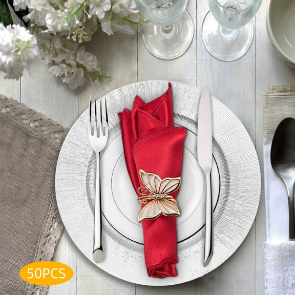 50-Piece Dining Plate Set – PP Material, Spraying Paint Finish, 12.99" Round – Elegant Decor for Weddings, Banquets and Family Gatherings (Gold/Black/Silver Optional)