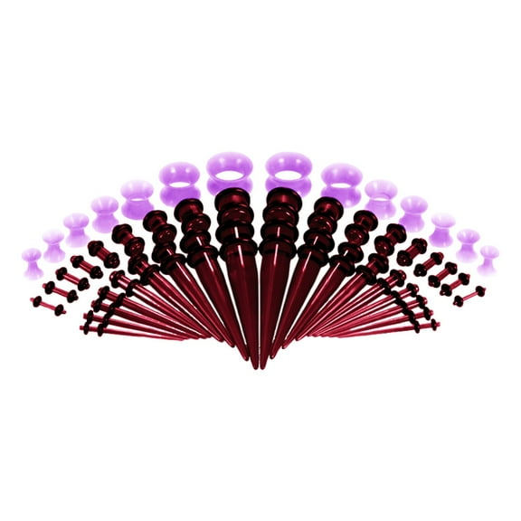 50-Piece Ear Stretching Kit (14G-00G) - Acrylic Tapers, Plugs & Silicone Tunnels Gauges Set - Body Jewelry Expander Kit for Safe Ear Piercing Stretching