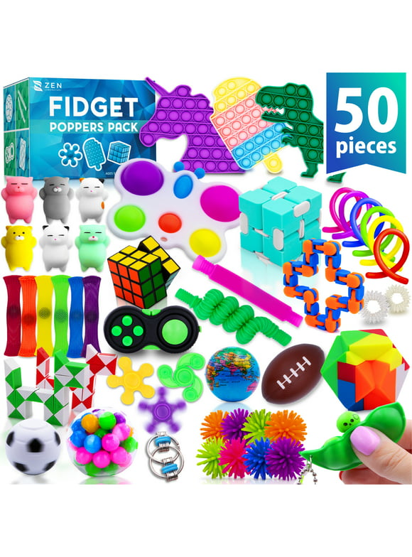50 Piece Fidget Toys Pack Party Favors Gifts for Kids Adults, Sensory Toy Classroom Prizes Autistic Children Pop Its Bulk Fidgets Stocking Stuffers