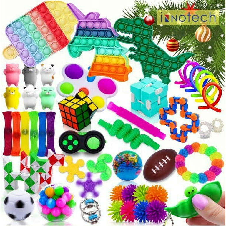 50 Pcs Fidget Toy Pack, Poppers Fidget Toy Set Box, Figitsss Pack Bubble Popping Sensory Toys, Pop Bulk Fidgets Kit Packages - Stress Relief Balls