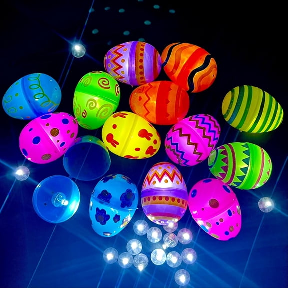 50-Piece Glow In The Dark Easter Eggs For Night Hunts, Basket Fillers And Party Favors, Plastic Prefilled Eggs With Assorted Patterns