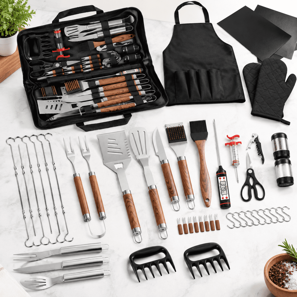 50-Piece Grill Tool Set with Storage Case, Heavy-Duty Stainless Steel ...