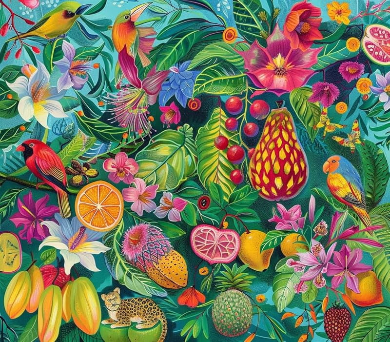50 Piece Puzzle For Adults Tropical Bliss Colorful Flower Fruit