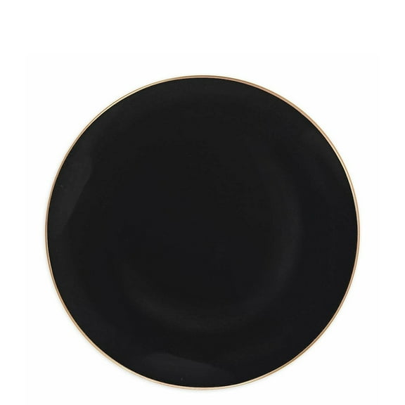 50 Piece Set of Organic Collection Black/Gold Rim Plastic Salad Plates 7.5" for Dinner Parties, Wedding, Thanksgiving