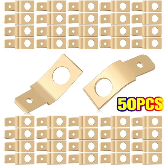 50 Piece Solderless Quick Disconnect Adapters Non Insulated Wire Connectors,1/4" Male Tab, #10 Stud Brass Male Spade Adapters Brass Copper Wire Connectors Ring Crimp Electrical Supply