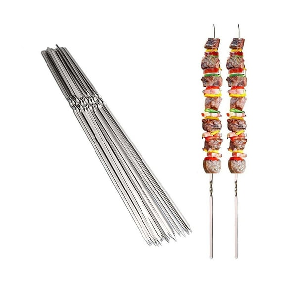 50-Piece Stainless Steel Barbecue Skewers Set with Storage Bucket for Home Grilling and Kebab Making with Construction