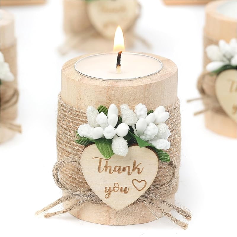 50 Piece Wooden Tealight Candle Holder Set for Wedding Party Guest ...