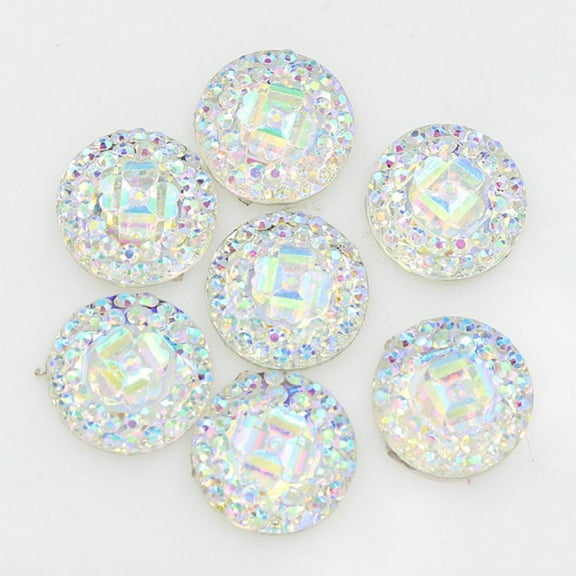 50 Pieces 12mm Resin Round Back DIY Buttons White
