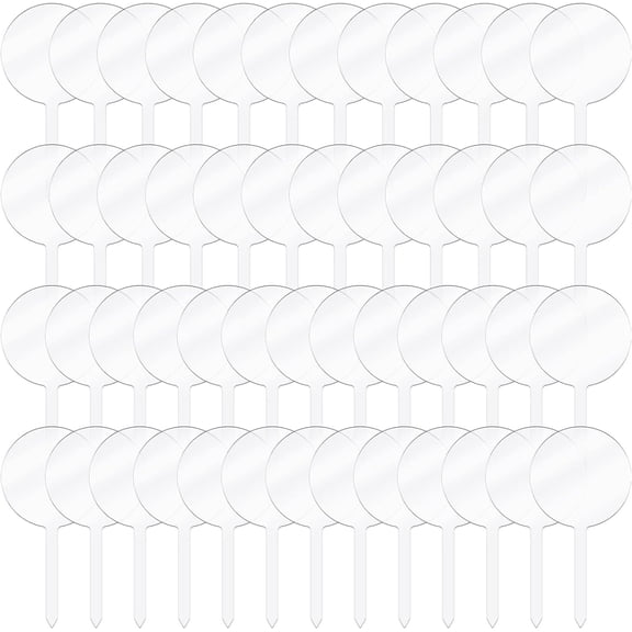 50 Pieces 2 Inch Round Acrylic Cupcake Toppers Blank Clear Mini DIY Cake Stick Toppers for Birthday Festival Party Baby Shower Wedding Party Cupcake Decoration